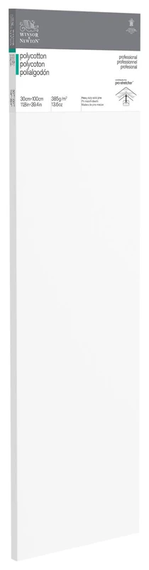 Winsor & Newton 6206012 Professional Stretcher Frame Made of Polycotton 385 g/m² Triple Primed Medium Grain Ideal for Oil and Acrylic Paints 30 x 100 cm - Image 1
