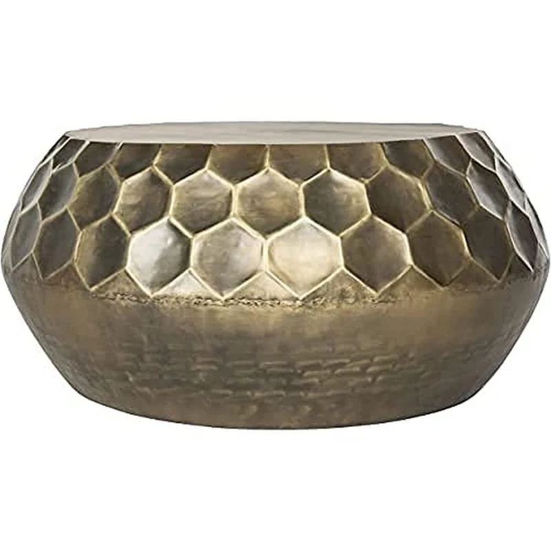 SAFAVIEH Glam Accent Table with Iron Legs, in Antique Brass, 84 X 84 X 34.92