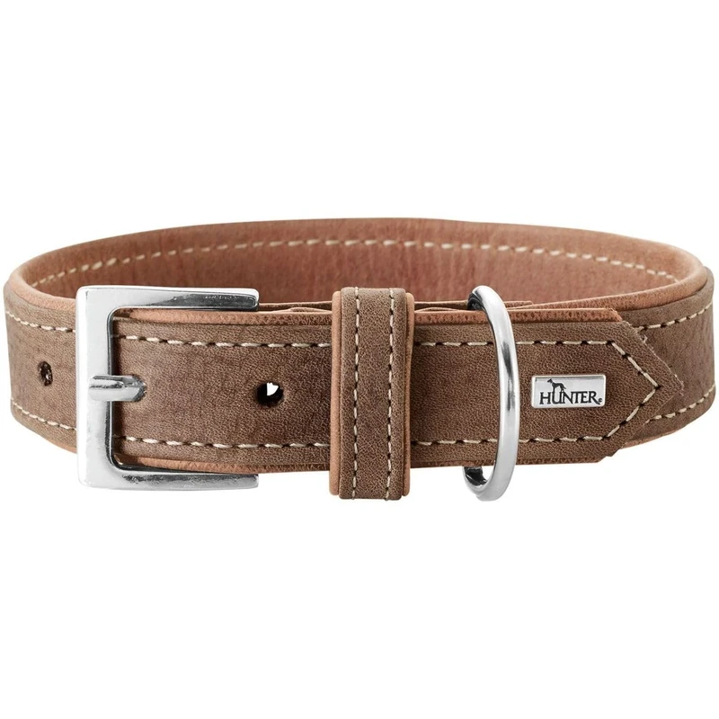 HUNTER PORTO Dog Collar Leather Sustainable 60 (M-L), Tobacco/Cognac