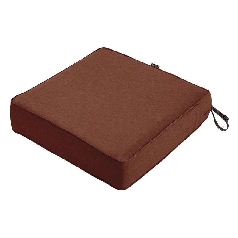 Classic Accessories Montlake FadeSafe Square Patio Lounge Seat Cushion - 5" Thick - Heavy Duty Outdoor Patio Cushion with Water Resistant Backing, Heather Henna Red, 25"W x 25D x 5T (62-020-HHENNA-EC)