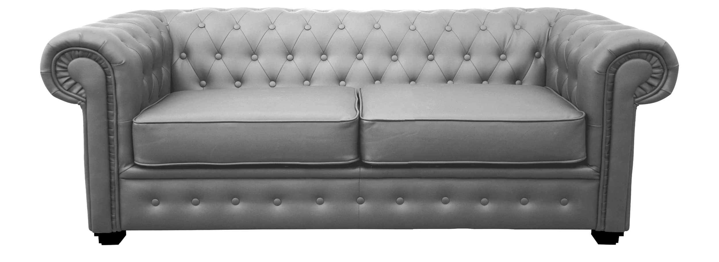 Chesterfield Style Venus Sofa Bed 3 Seater 2 Seater Black Cream Brown Red Faux Leather (2 Seater, Grey)