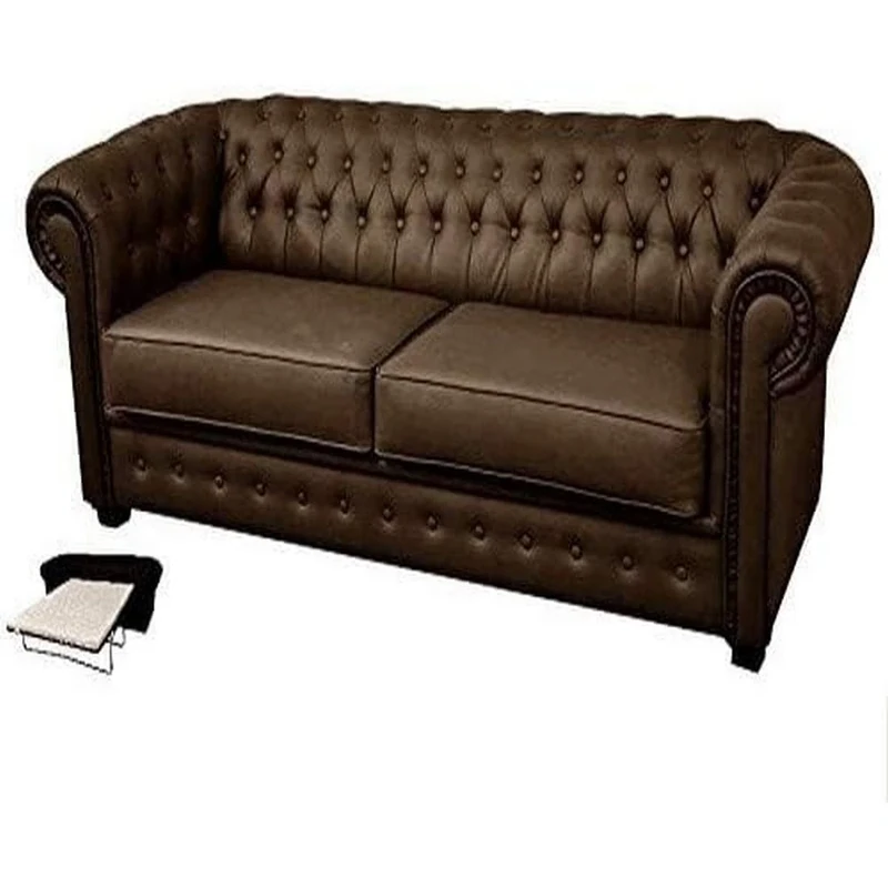 Sofas and More Chesterfield Style Venus Sofa Bed 3 Seater 2 Seater Black Cream Brown Red Faux Leather (2 Seater, Brown)