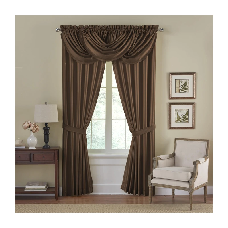 Elrene Home Fashions Versailles Faux-Silk Room-Darkening Curtain Panel, Blackout Curtain with Rod Pocket, 52 Inches by 108 Inches, Chocolate Brown, 1 Panel