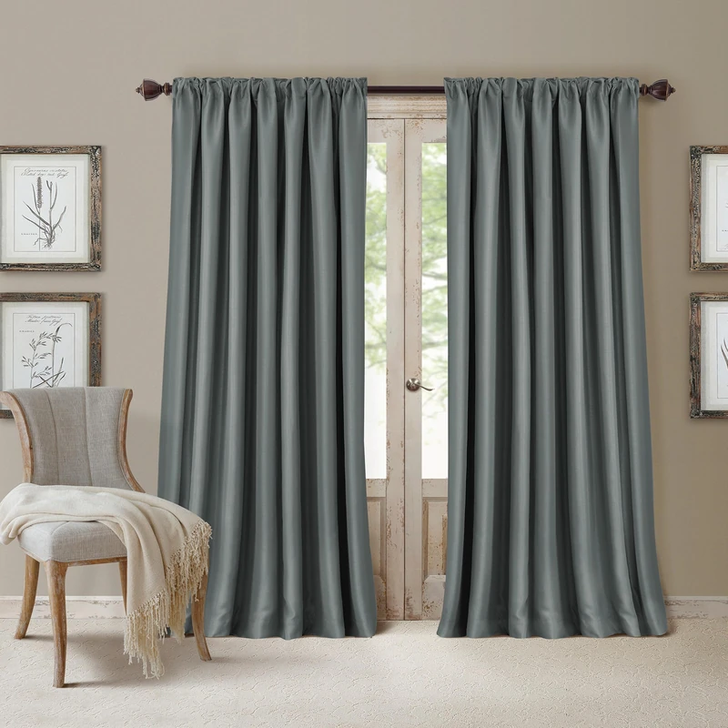 Elrene Home Fashions All Seasons Energy Efficient Room Darkening Rod Pocket Window 52" x 108" Dusty Blue - Image 1