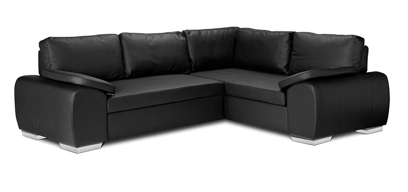 Sofas and More ENZO - CORNER SOFA BED WITH STORAGE - FAUX LEATHER - RIGHT HAND SIDE ORIENTATION (BLACK)