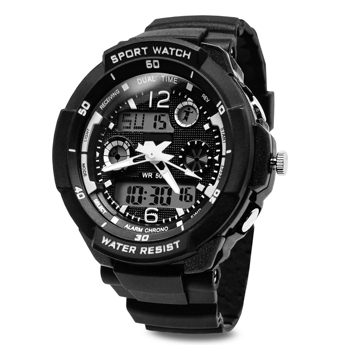 TOPCABIN Digital-analog Kids Teenager Boys Girls Sport Digital Watch with Alarm Stopwatch Chronograph - 50m Water Proof Electronic Sport Watch for Boys Teenagers Junior Kids Children (white)