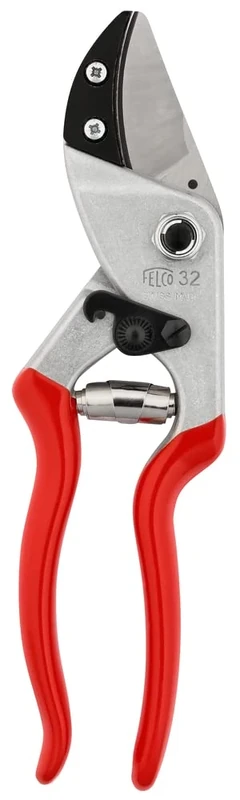 Felco Model 32 Anvil Pruning Secateurs Curved Blade for Cutting Hard or Deadwood 25mm Cut Ergonomic Handles Hardened Steel Blade Precision Manufacturing Process Swiss Made