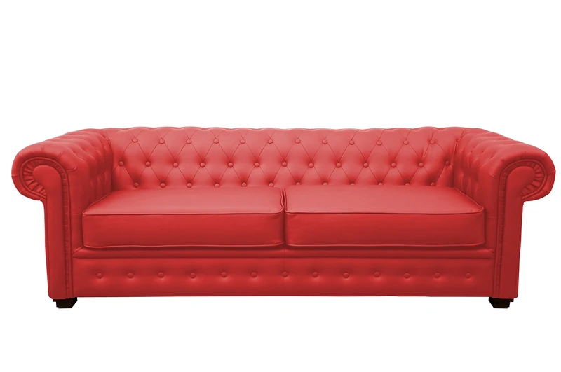 Chesterfield Style Venus Sofa Bed 3 Seater 2 Seater Black Cream Brown Red Faux Leather (2 Seater, Red)