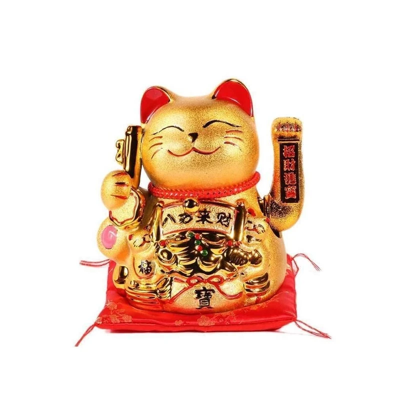 lachineuse - Large Golden Maneki Neko with Movable Arm - Lucky Japanese Cat Statue - Statue 20 cm - Gold Kawaii Decorative Item - Japan Asia Gift Idea - Good Luck, Fortune