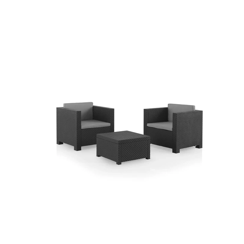 Shaf - Diva Tête à Tête | Dark Gray Color Garden Furniture Sets | Corner Outdoor Furniture Set in Resin Made with Recycled Materials - Image 1