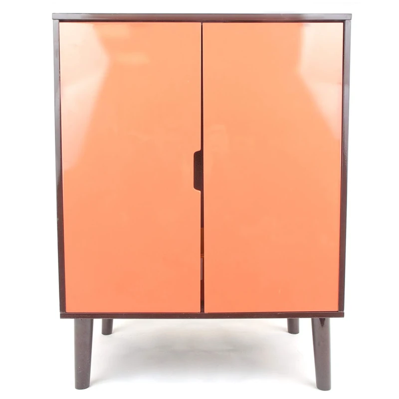 Penn-Plax Cat Litter Box Enclosure | Hidden Litter Box Furniture Hideaway Cabinet | Espresso with Orange Doors (CATFF2)