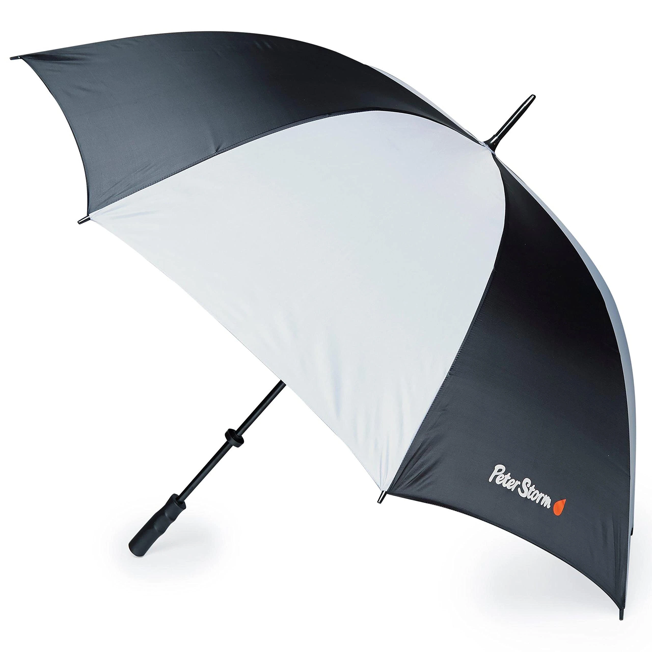 Peter Storm Golf Umbrella, Extra Large Oversized Brolly, Lightweight, Durable, Waterproof & Wind Resistant, 48inch Diameter (Black/Grey)