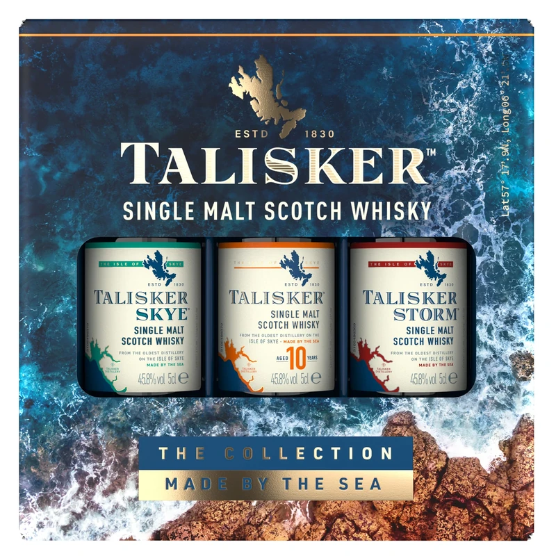 Talisker Single Malt Scotch Whisky | 45.8% vol | 3 x 5cl | Gift Pack | 3 Distinct Impressions | Peated | Smoky Flavour | Made by the Sea | Perfect for Whisky Lovers | with Gift Box