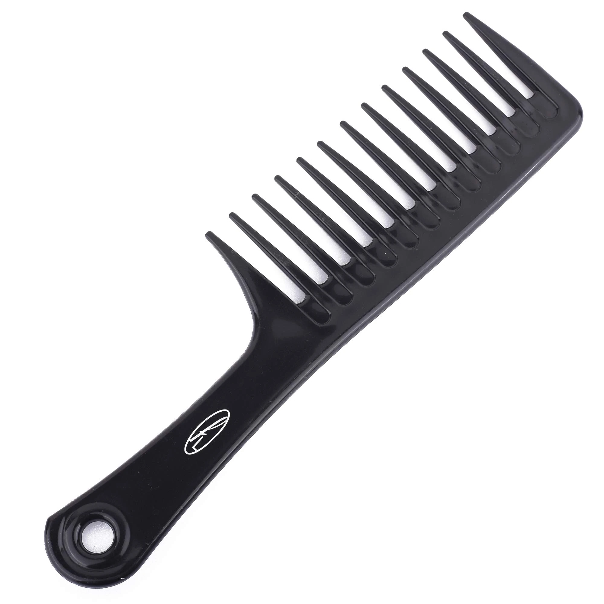 Fine Lines Jumbo Wide Tooth Comb for Curly Hair - Detangling Rake Comb for Women with Long, Wavy or Wet Hair - Thick Black Plastic Tool for Natural Curls - Unisex Styling Pick for Daily Haircare