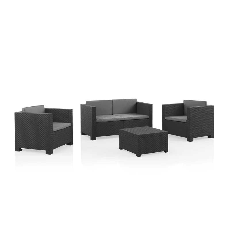 Shaf - DIVA | Dark Gray Color Garden Furniture Sets | Corner Outdoor Furniture Set in Resin Made with Recycled Materials - Image 1