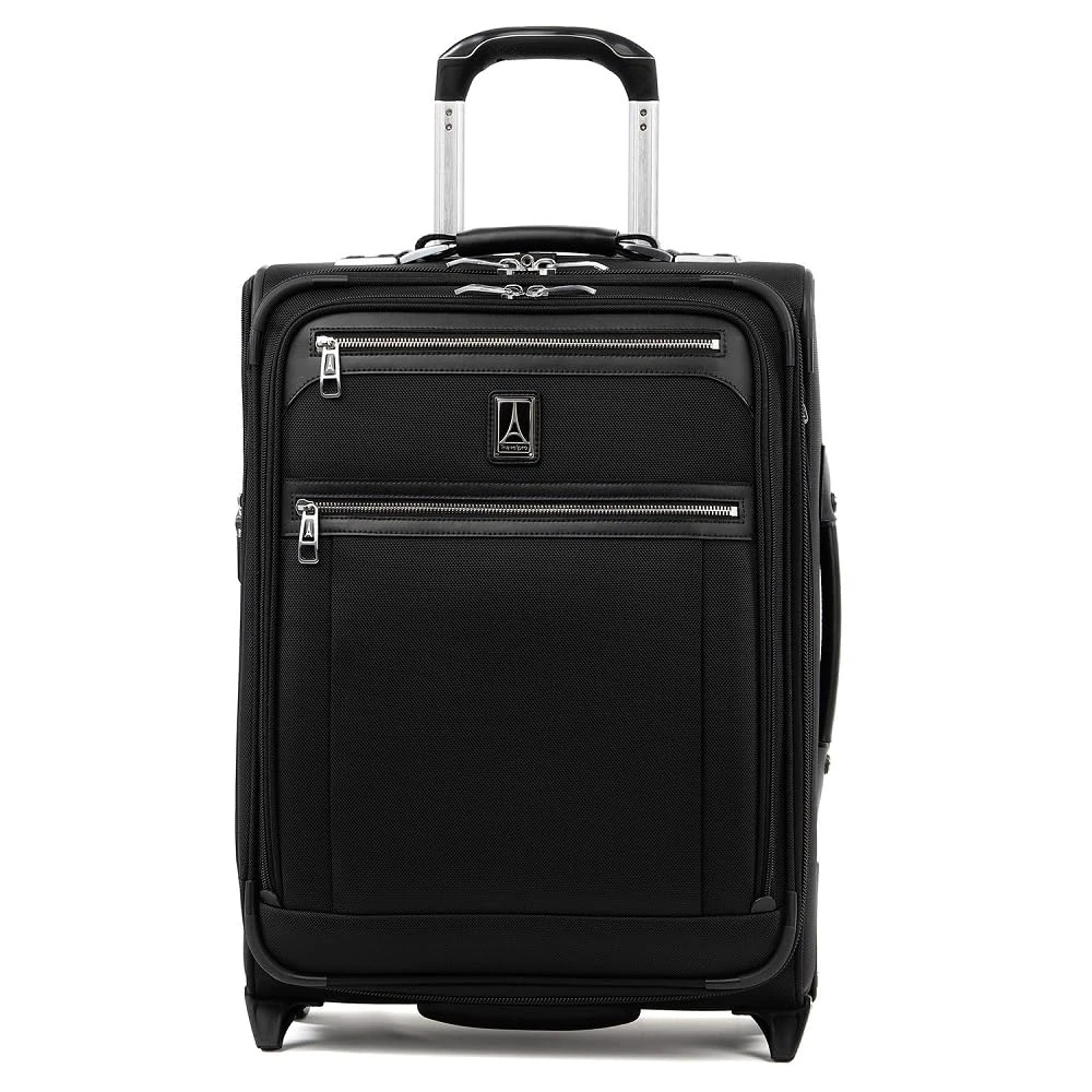 Travelpro Platinum Elite 22" Expandable Carry-On Rollaboard, Shadow Black, Carry-On 20-Inch, Platinum Elite Softside Expandable Upright Luggage