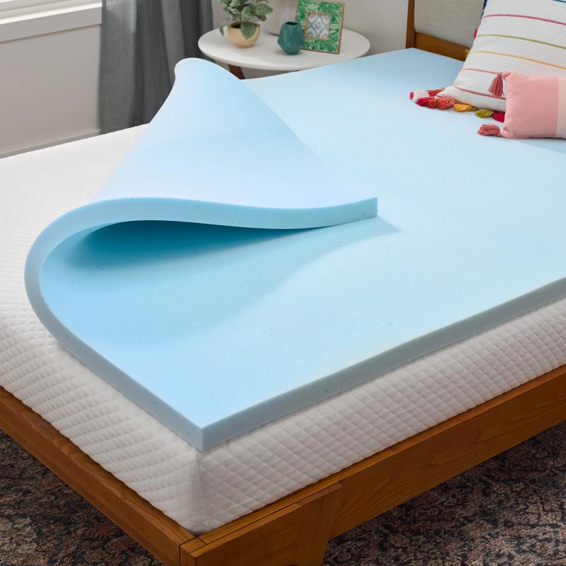Linenspa Gel Memory Foam Mattress Topper - 5cm / 2 inch thick - with Zippered Cover - Oeko-Tex