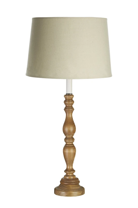 Premier Housewares Candle Table Lamp with Wooden Base, Natural, E27, 40 watts