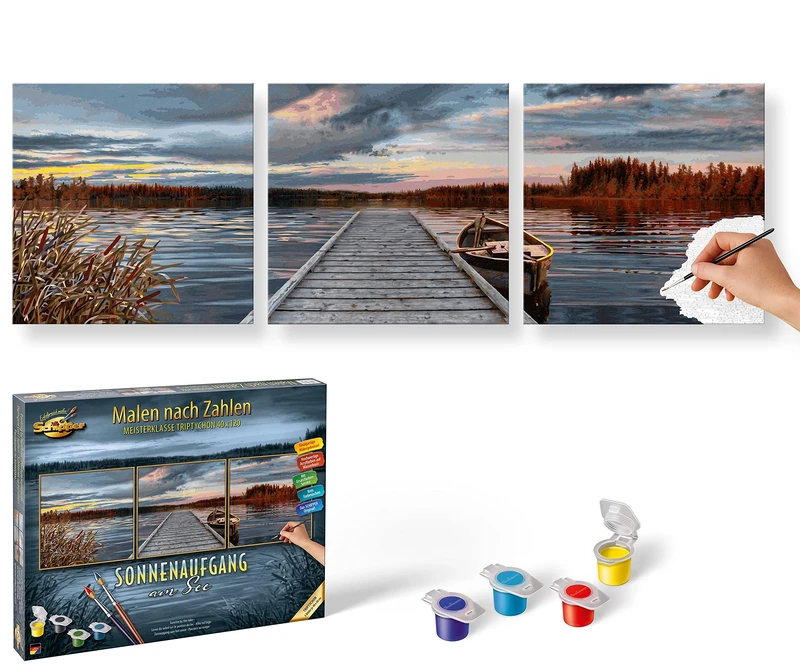 Schipper 609470754 "Sunrise by The Lake Paint by Numbers Triptych