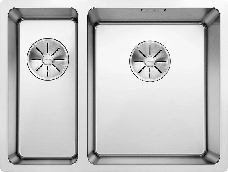 BLANCO ANDANO 340/180-U Under-Mounted Sink Double Basin Right Main Basin with InFino Drain System Stainless Steel Silky Gloss 522977 340 mm / 180 mm Basin Right