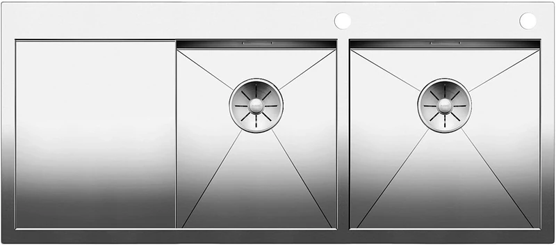 BLANCO Zerox 8 S-IF, Kitchen Sink, Main Basin on The Right, for Normal and Flush Installation, Zero Radius Design, InFino spout, Stainless Steel Silk Gloss; 521649