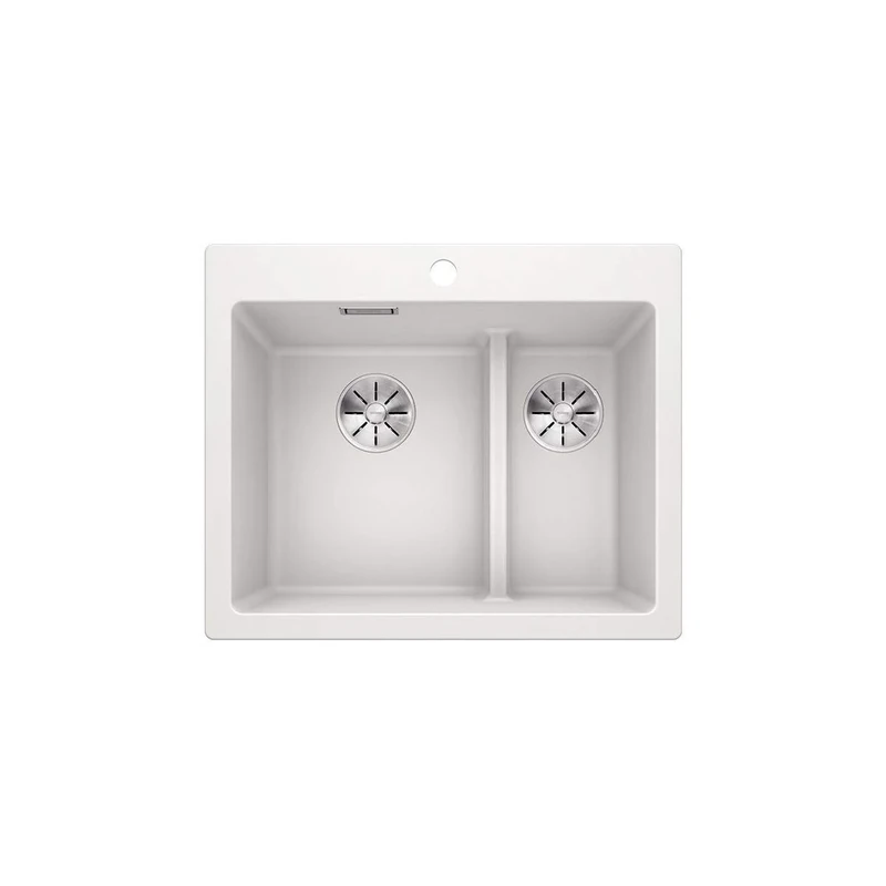BLANCO PLEON 6 Split | SILGRANIT sink in white | Inset installation from above | Main bowl on the left | For 60 cm wide base cabinets | Split concept | Without remote waste control | [61.5x51x23.2 cm]