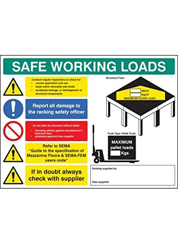 Caledonia Signs 56357 SWL Mezzanine Floor Sign, 5 mm Foamex, 600 mm X 450 mm