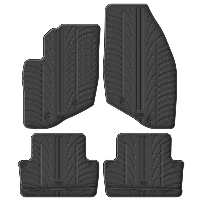 Gledring Rubber car mats set LHD compatible with Volvo V70/XC70 2000-2007 & S60 2000-2009 (T profile 4-pieces + mounting clips)