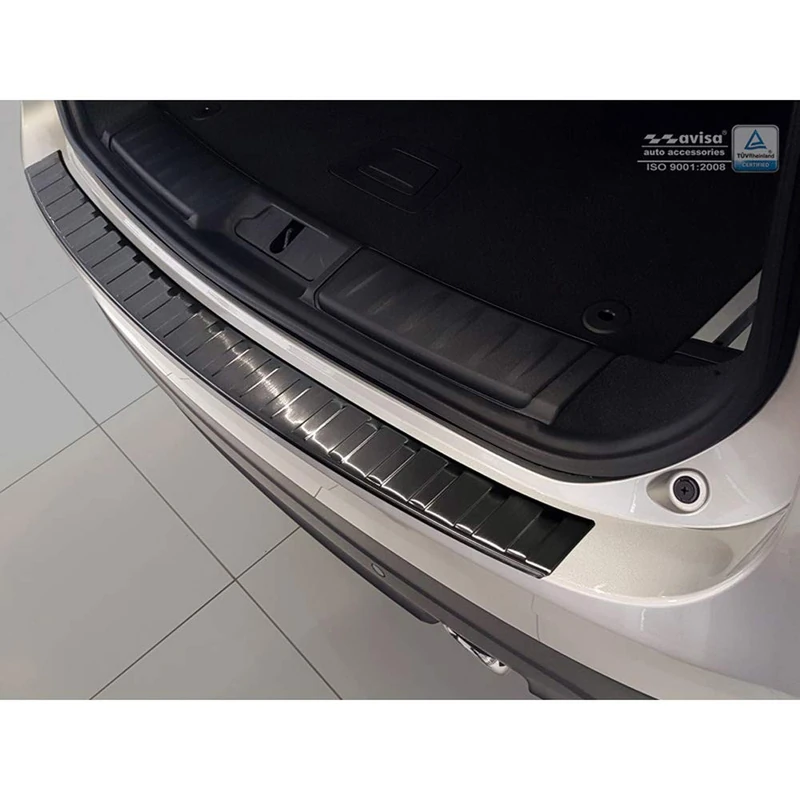 Avisa Black Stainless Steel Rear bumper protector compatible with Jaguar F-Pace 2016-2020 & FL 2020- 'Ribs'