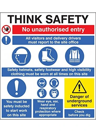 Caledonia Signs 58031 Site Safety Board, 900 mm x 1000 mm
