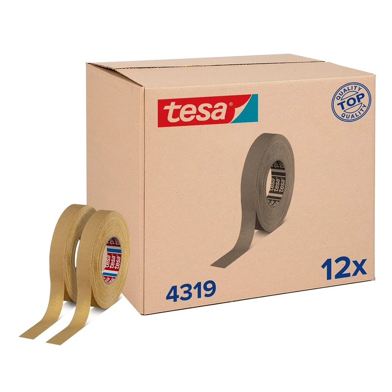 Tesa 4319 High Ekrepptes Paper Tape for Painting and Applications, Gewerbliches Container with 72 Rolls, 04319-00007-00