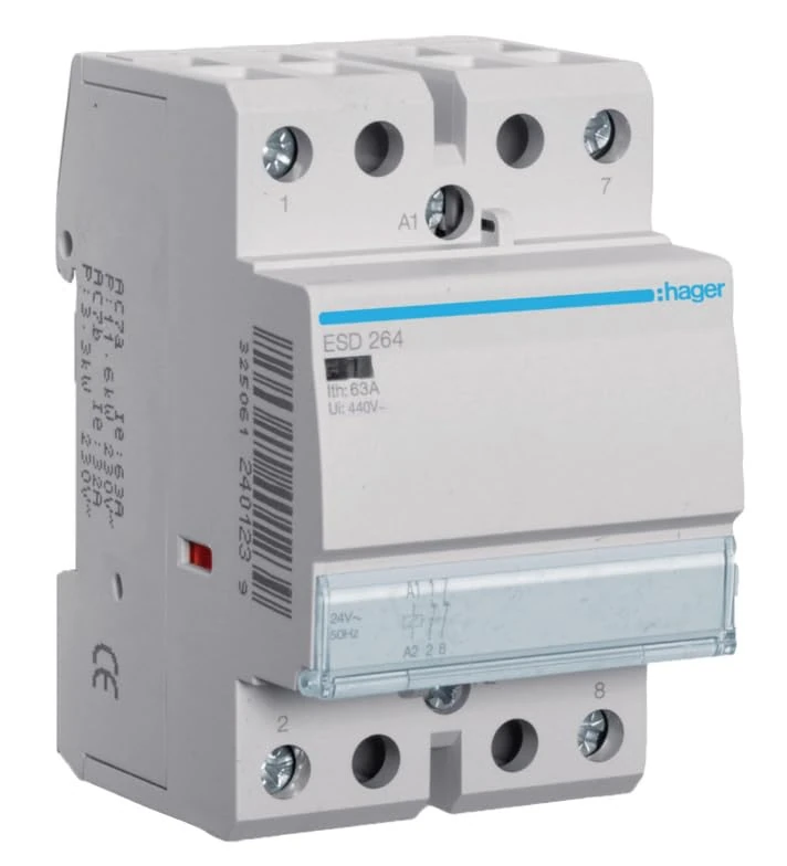 HAGER (AUT.+Rest) ESD264 Contactor, 63A, 2NC, 24V Hardware, Other Tools, Multicolor - Image 1