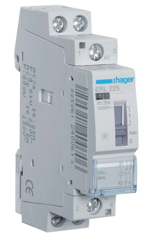 HAGER (AUT.+Rest) ERL225 Contactor Manual, 25A, 2NA, 12V Hardware, Other Tools, Multicolor