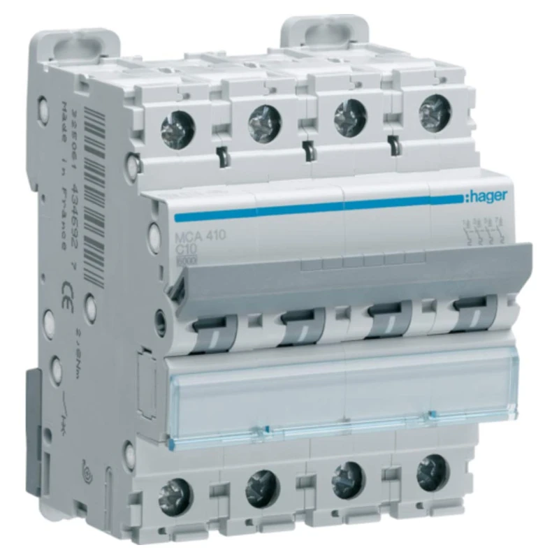 Hager M Series - Automatic Magnetic Thermal -M Curva-C 6ka 4 Poles 3a