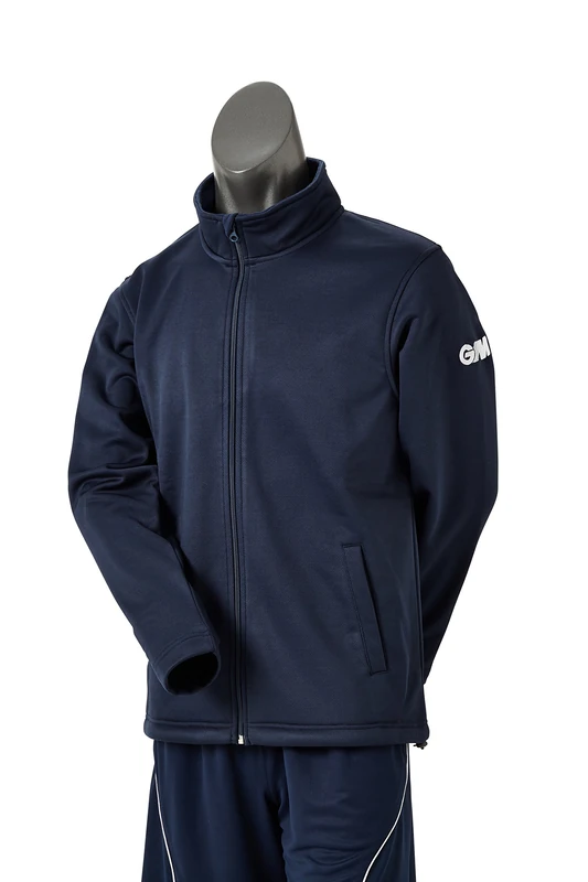Gunn & Moore GM | Mens Cricket Performance Training Leisure Jacket | 100 Percent Polyester Jersey Anti-Pill Fleece | Full-Length Zip Toggle Pull Waist | GM Logo | Blue | Small Juniors 22-24" Chest
