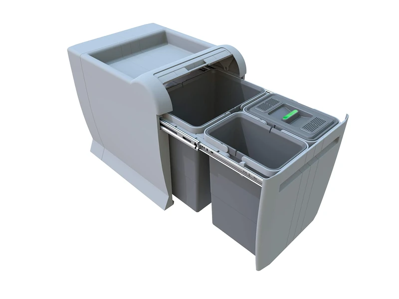 ELLETIPI City PTA 4045 A Differentiated Pull-Out Bin for Base, Grey, 35 x 47 x 44 cm