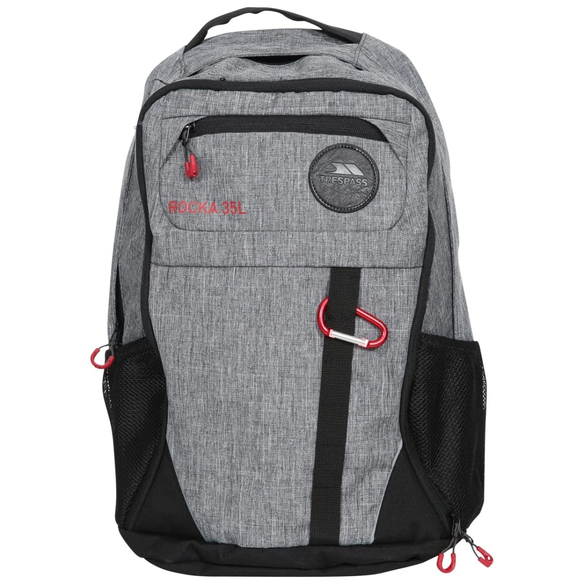 Trespass Adults Backpack Grey 35 Litre with Zipped Compartments Rocka