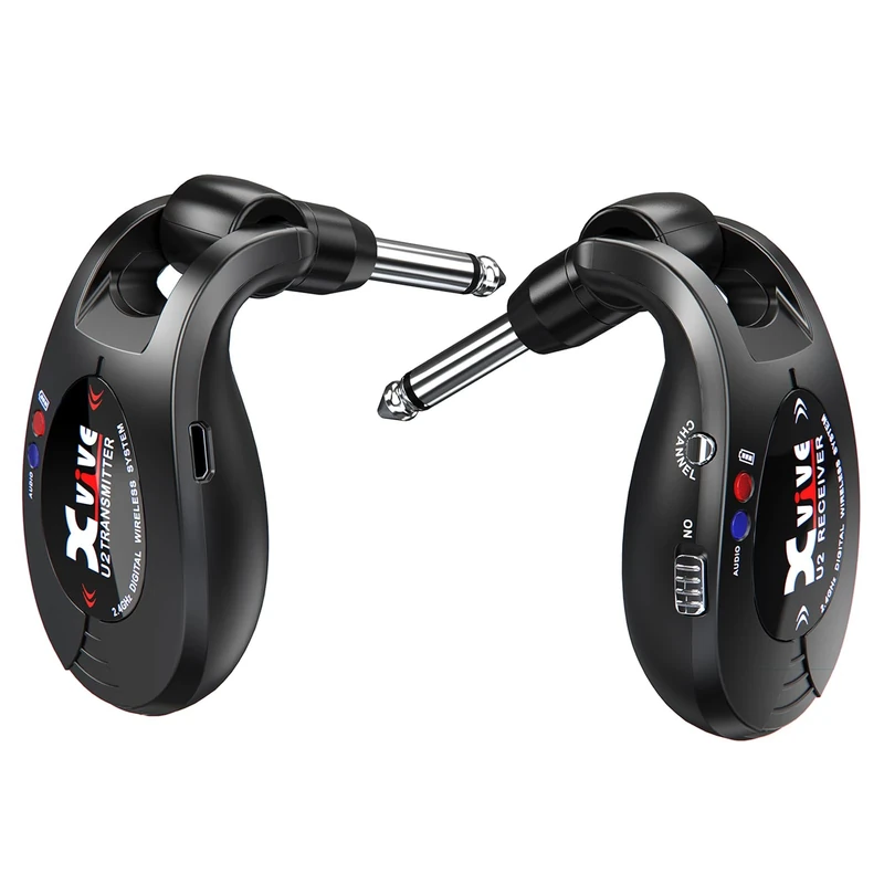 Xvive U2 Wireless Digital Transmitter/Receiver System for Guitar, Bass and Other Instruments, Rechargeable, 2.4 GHz Black