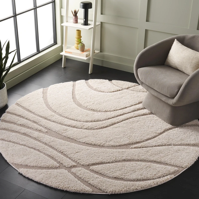 Safavieh Shag Rug for Living Room, Dining Room, Bedroom, Florida Shag Collection, High Pile, in Cream and Beige, 122 X 183 cm
