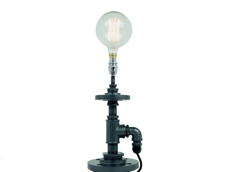 Pipe Art Table Lamp, Bonatti Grey, B22d - Image 1