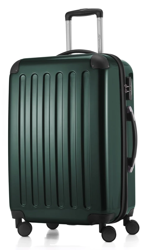 Hauptstadtkoffer Alex Expandable Hard Shell Suitcase 65 cm (74 L) with Combination Lock, Durable Travel Trolley with 4 Double Wheels, DarkGreen