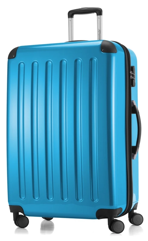 Hauptstadtkoffer Alex Expandable Hard Shell Suitcase 75 cm (119 L) with Combination Lock, Durable Travel Trolley with 4 Double Wheels, Cyanblue
