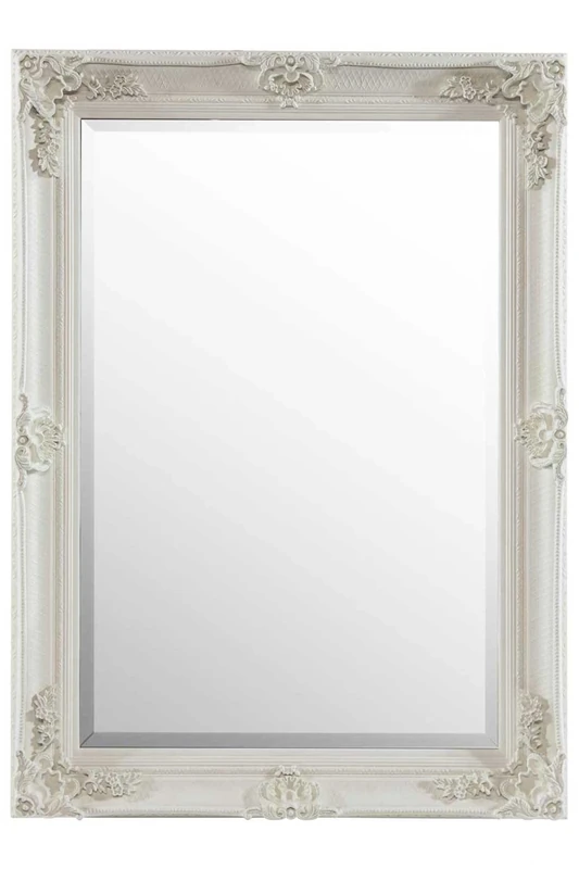 Mirror Abbey Cream 'Shabby Chic' Rectangle Antique Framed Wall (44"x32"), Wood
