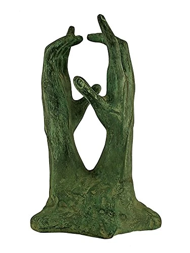 Mr Fredrik Hands Uprising, Height 30 cm, Bronze, Green, 17 x 17 x 30 cm - Image 1