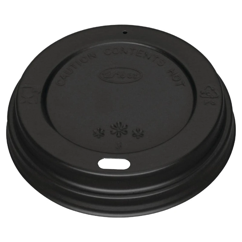 Fiesta Recyclable Lid For Hot Cups Black - 12/16oz (Pack 1000)