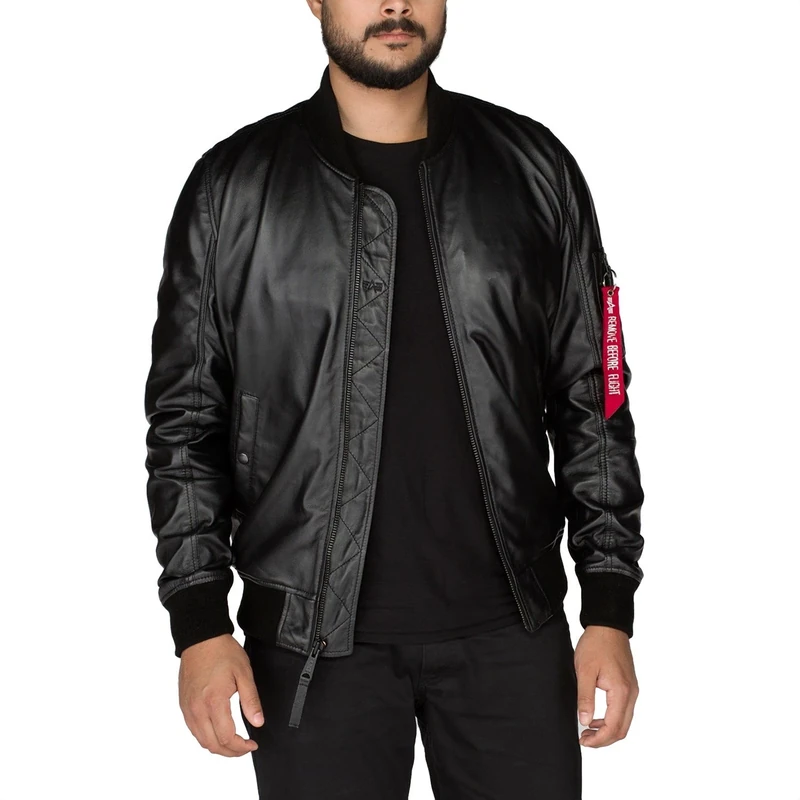 Alpha Industries MA-1 Leather LW II Jacket for Men Black