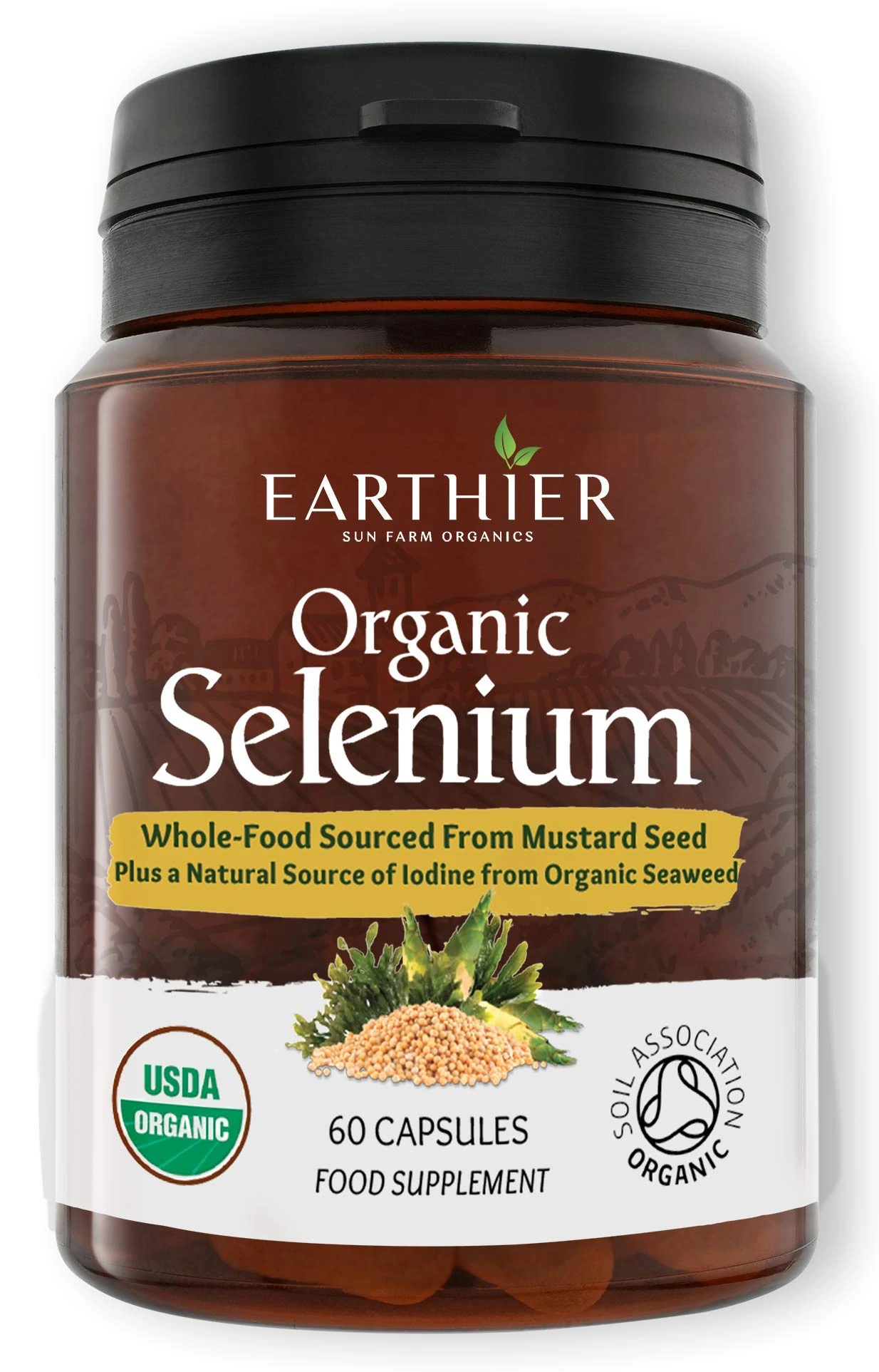 Organic Selenium 200mcg Plus Iodine and Silica - Selenium contributes to Normal Thyroid and Immune Function – 2 Month Supply - Whole Food Supplement - Certified Organic by Soil Association