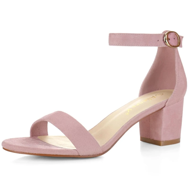 Allegra K Women's Open Toe Block Heel Ankle Strap Sandals Light Pink 6.5 UK/Label Size 8.5 US