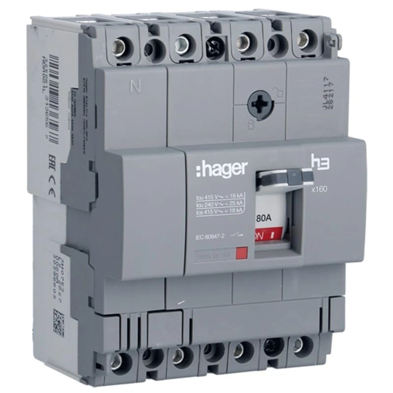 Hager X160 – Automatic Switch 4p4d 18 KA 80 A TM Fixed