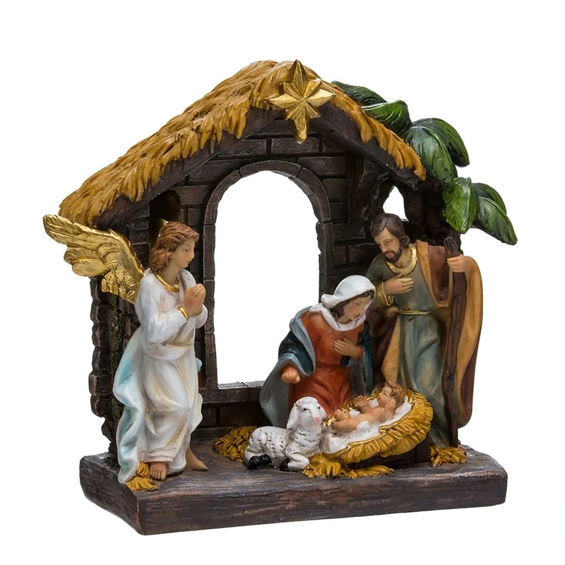 Kurt S. Adler 9-Inch Painted Holy Family Tablepiece, Brown